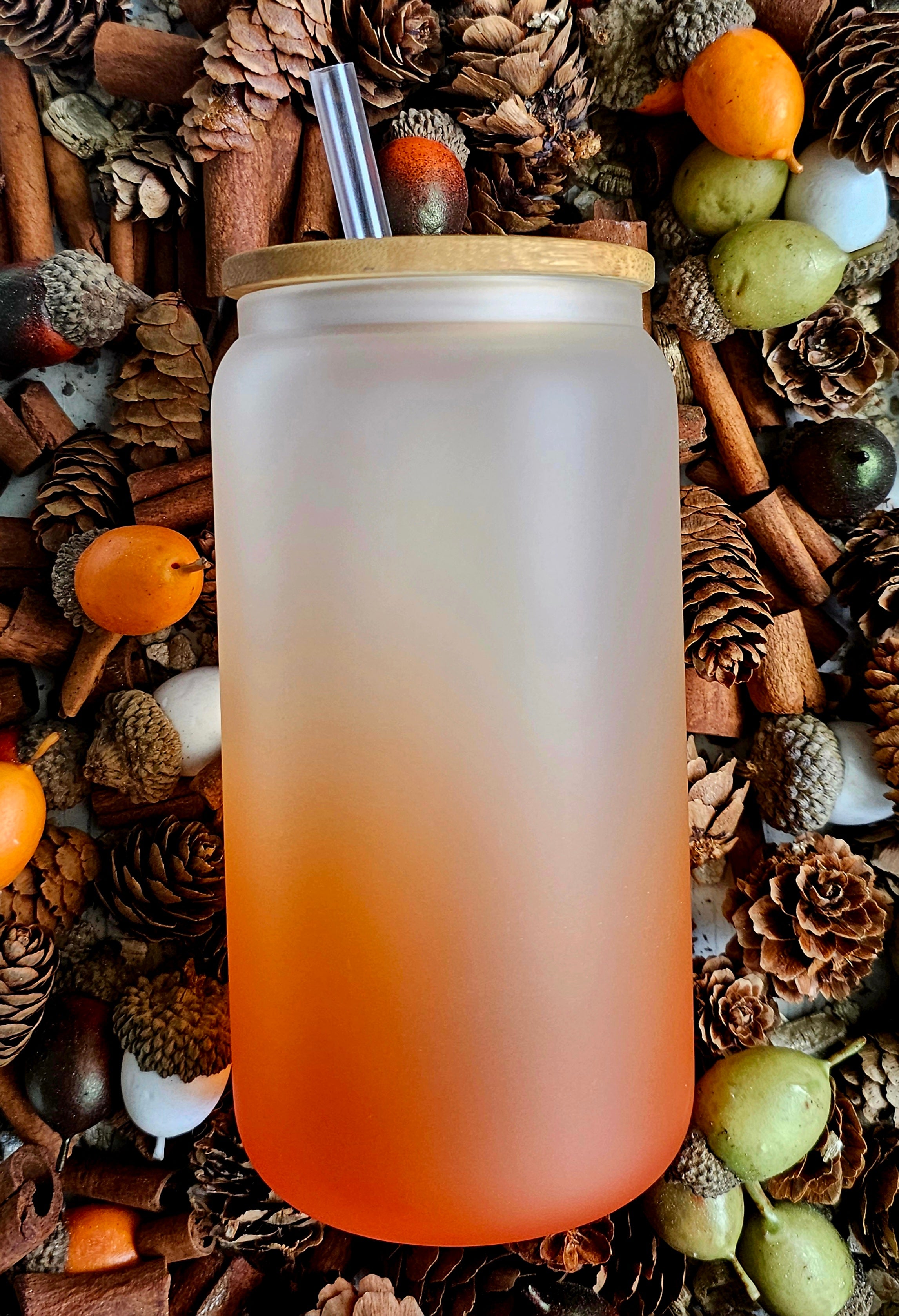 Frosted Glass Orange Cup