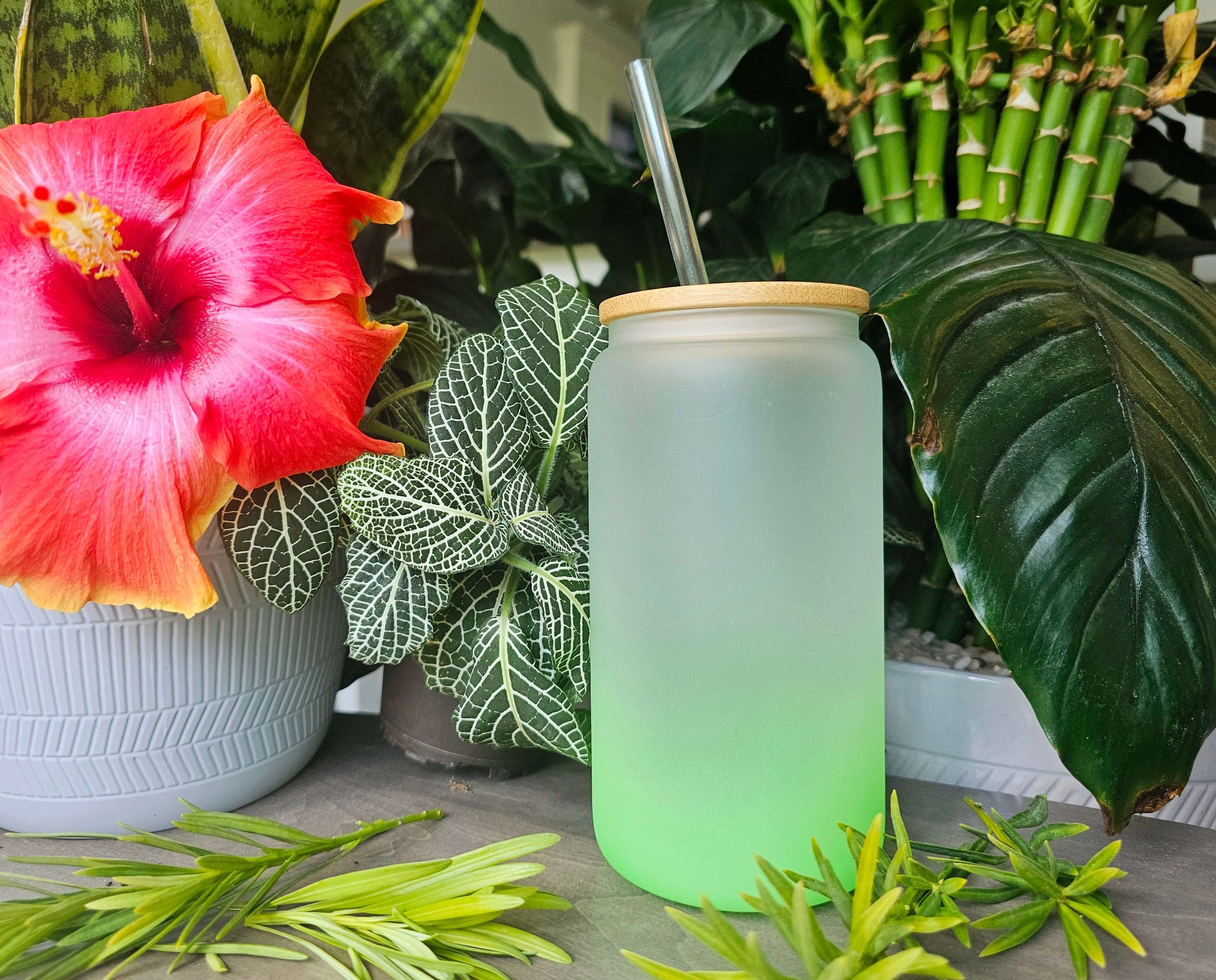 Frosted Glass Green Cup